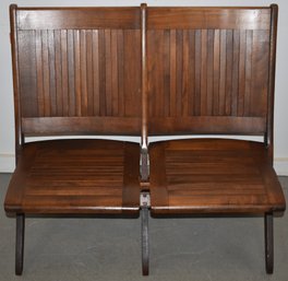 VINTAGE SLAT WOODEN DOUBLE FOLDING CHAIR