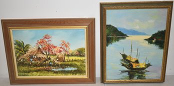 (2) CONTEMPORY PAINTINGS ON CANVAS