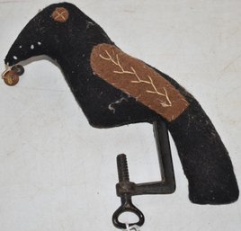 BLACK BIRD SEWING BIRD PIN CUSHION W/ IRON CLAMP