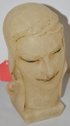 8 1/2' CARVED ALABASTER FEMALE HEAD