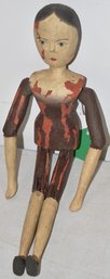 15' CARVED & PAINTED WOODEN JOINTED DOLL