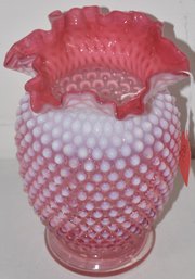 8' CRANBERRY OPALESCENT VASE
