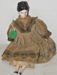 15' CHINA HEAD DOLL W/ BISQUE ARMS & LEGS