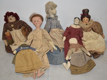 LOT (7) FOLKY CLOTH DOLLS