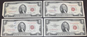 (4) RED SEAL 2 DOLLAR U.S. NOTES