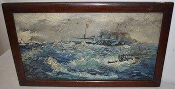 OIL PAINTING OF USS WAINRIGHT
