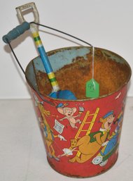 VINTAGE TOY METAL PAIL & SHOVEL