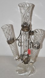 VICTORIAN GLASS EPERGENE W/ SILVERPLATED FRAMED