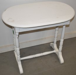 PAINTED COTTAGE PINE 1 DRAWER STAND W/ OVAL TOP