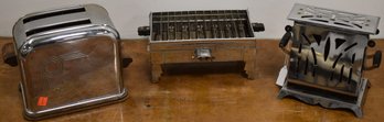 (3) VINTAGE CHROME PLATED TOASTERS