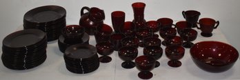 80 PC. CRANBERRY ANCHOR HOCKING GLASSWARE
