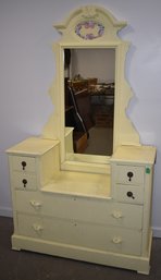 VICTORIAN PAINTED DROP WELL CHEST W/ MIRROR