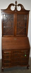 CUSTOM MAHOGANY CHIPPENDALE BLOCKFRONT SECRETARY DESK