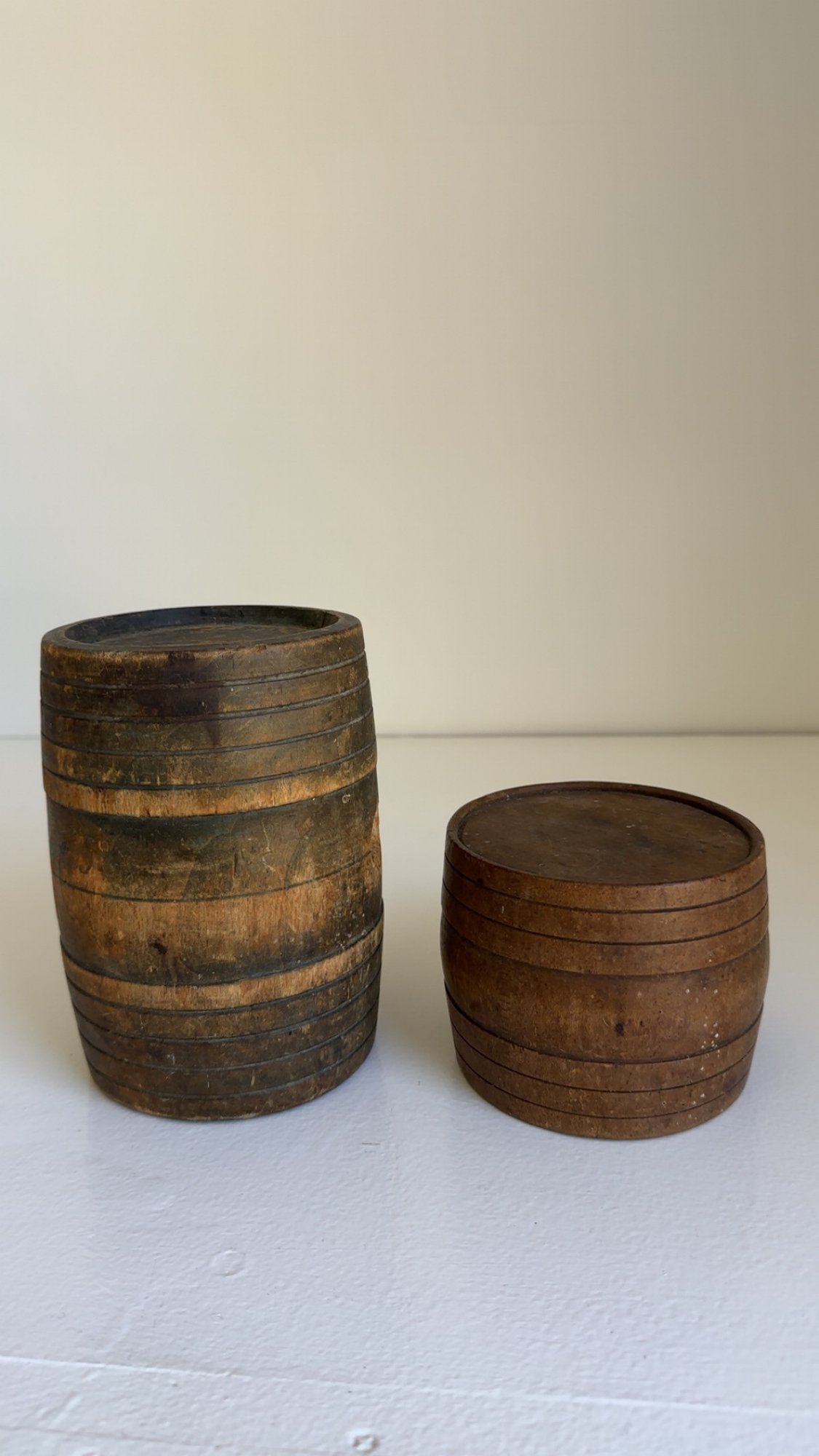 Two (2) 19th Century Wooden Powder Kegs. #5134 | Auctionninja.com