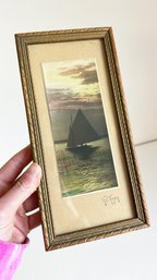 Framed Hand-colored Photograph Of A Sailboat By Fred Thompson. Signed. (early 20th Century)