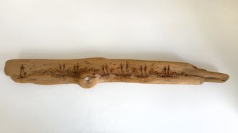 Wood Burning Pyrographic Artwork On Driftwood Signed By A. (anna) Lowther, Massachusetts. Lighthouse