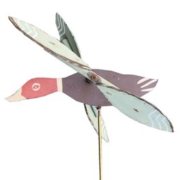 Mallard Duck Whirligig, Wind Spinner With Pole, Vintage Folk Art, Garden Decor