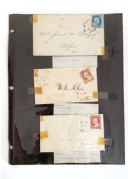 Three (3) Antique Envelopes: Alfred, Yarmouth & Brunswick Maine Addresses. Franklin & Washington Stamps