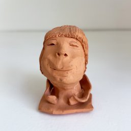 Small Handmade Terracotta Clay Bust Sculpture