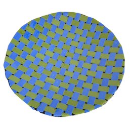 Glass Plate Featuring A Woven, Plaid-like Pattern In Blue And Green Colors. 14.50 Inches Wide. 2.50' Tall