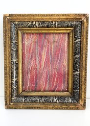 Antique Picture Frame. Highly Decorated Borders. Wooden, Gilted Filet And Paint Decorated.