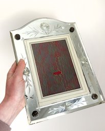 Art Deco Picture Frame. Etched And Beveled Glass Frame. Easel Backing. Table Top Frame. Home Decor.