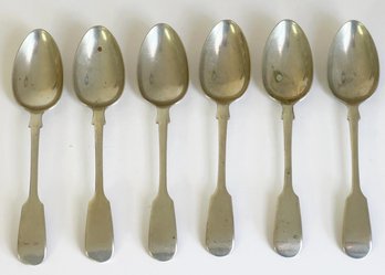 Collection Of Six (6) Antique Silver-plated Spoons. Fiddle Pattern Handle
