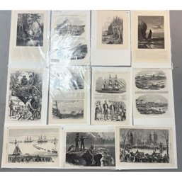 Collection Of Black And White Prints: Harper's Weekly. Nautical Prints, Maine Scenes And Others.