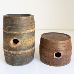 Two (2) 19th Century Wooden Powder Kegs.