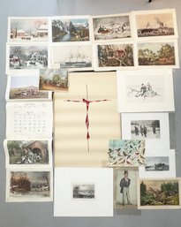 Large Collection Of Paper. Prints, Copies Of Courier And Ives.
