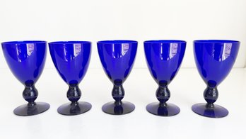 Five (5) Cobalt Blue Drinking Glasses