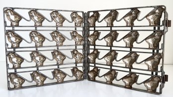 Antique Hinged Metal Chocolate Mold Baby Chicks. Chickens, Easter Decor. Kitchen Tools. Holiday Decorating.