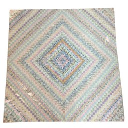Vintage 'Trip Around The World' Patchwork Quilt. 65' X 66' In Size.