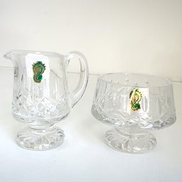 Waterford Crystal Lismore Pattern Footed Creamer And Sugar Set. In Original Box.