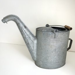 Vintage Galvanized Metal Watering Can With Curved Spout
