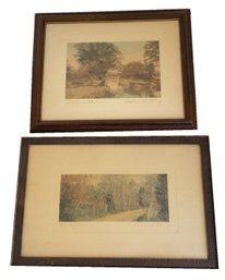 Two Framed (and Signed) Wallace Nutting Colored Images. 'a River In Maine' & 'A May Drive'. American Artist.