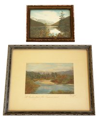 Two Framed Hand-colored Photographs By American Photographer Charles Henry Sawyer. Signed. White Mountains