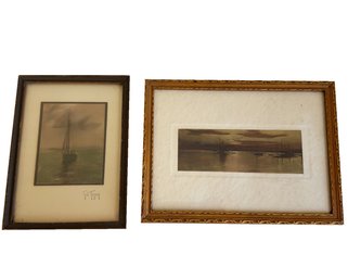 Two Framed Maritime/coastal/boat Scene Colored Images. One By 'Thomson' And The Other 'lamson'