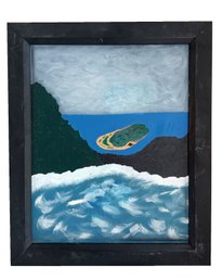 Framed Original Painting On Canvas By David Wulbrecht. Titled: 'the Island Below'.