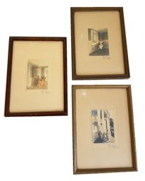 Three Framed, Colored Fred Thompson Images. Portraits/architectural. New England Art. Wall Art.