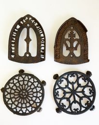 Collection Of Four (4) Antique Iron Trivets