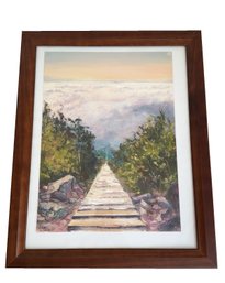 Framed Landscape Painting Of A Pathway. Signed.