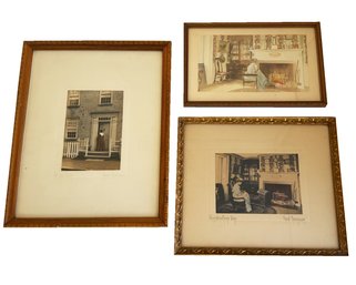 3 Framed Fred Thomson (signed/stamped). Interior And House Scenes. Woman Portraits.