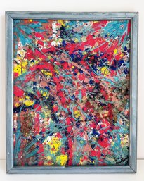 Original Painting On Canvas By David Wulbrecht. Abstract Art. Titled 'Metallic Blue'. Maine Artist. Colorful.