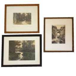 3 Framed Landscape Scene Prints. Two Are By Fred Thomson, The Other Is By Hal Burrowes