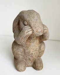 Lop Ear Rabbit (bunny) Cast Stone Garden Statue. 9.50 Inches Tall.