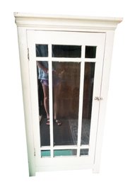 Small Wooden Painted Cabinet With Glass Door. Arts And Crafts Style. Storage. Furniture.