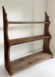Rustic, Three-tier Wooden Wall Shelf Made Out Of Reclaimed Barn Wood. Home Storage. Country Style.
