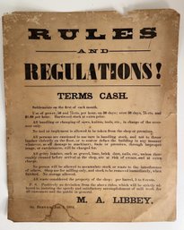 Antique M.A. LIBBEY Broadside Paper Poster. South Berwick, Maine. 1884