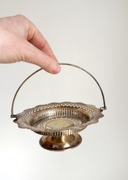 Vintage Silver Plated Small Basket With Small Pedestal